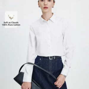 Pure Cotton Navigare Small Sailed Boat Shirt Women's Long Sleeve Oxford Weave Blouse Commute Style Embroidered Design Regular... - AliExpress Shirts & Blouses