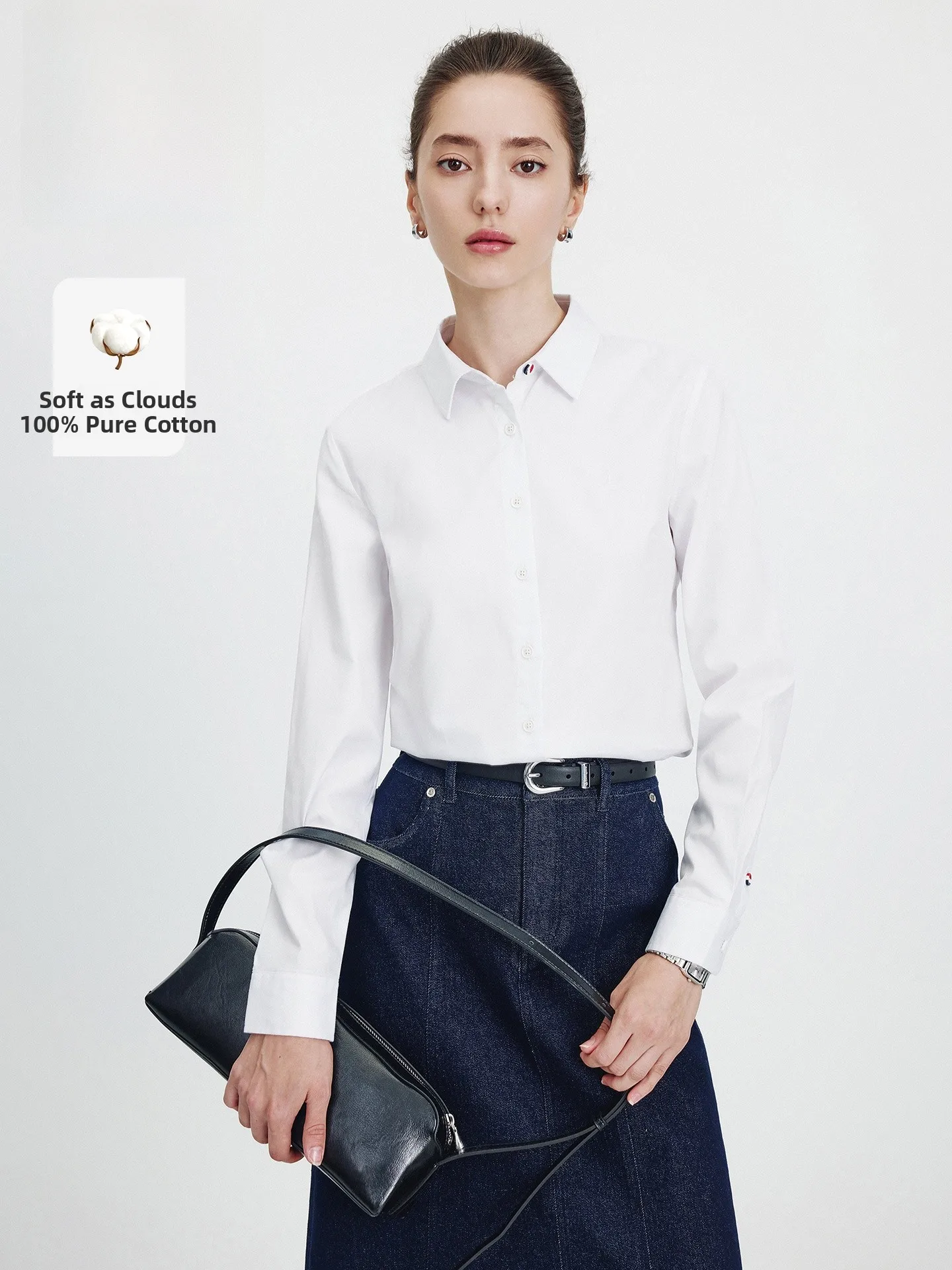 Pure Cotton Navigare Small Sailed Boat Shirt Women's Long Sleeve Oxford Weave Blouse Commute Style Embroidered Design Regular... - AliExpress Shirts & Blouses