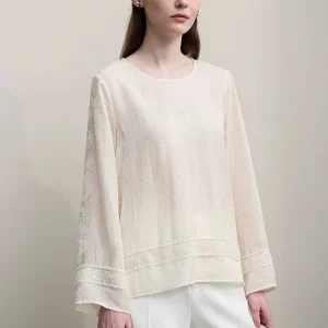 New Chinese Style Heavy Work Beaded Embroidery Lyocell Shirt Commute Style Long Sleeve round Neck Regular Fit Women's Shirt - AliExpress Shirts & Blouses