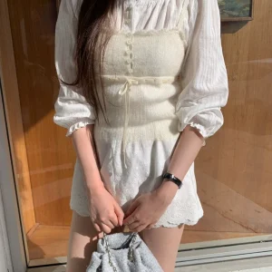 White Pure Cotton Long Sleeve Ruffle Collar Shirt Vintage Style Anti-Aging for Young Women Spring Summer Fashion Ladies Shirt - AliExpress Shirts & Blouses