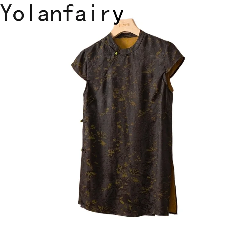 YOLANFAIRY 100% Mulberry Silk Blouse Woman Gambiered Women Shirt Luxury Mid Length Elegant Summer Real Silk Tanks Top Streetwear - AliExpress Shirts & Blouses