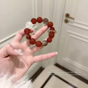 Natural agate bracelet, black gold super seven transshipment rubber flower bracelet, women's natal year lucky genuine crystal - AliExpress New Headwear