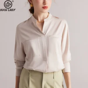 100% Natural Silk Women's Shirt V Neck Long Sleeves Elegant High Quality Blouse - AliExpress Shirts & Blouses