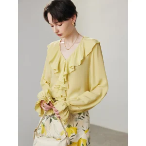 Silk irt Women's Ultra Fairy Tulip Sve True Silk Spring Summer New Sle Jiangsu Clothing Soft Rayon Fabric Ladies irt - AliExpress Shirts & Blouses