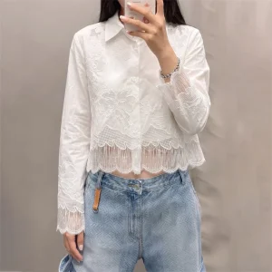 women's shirt New lace embroidered women's blouse for autumn 2026 Single breasted slim fit women's long sleeved top cotton tops - AliExpress Shirts & Blouses