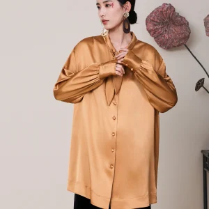 2026 New 19mm Mulberry Silk Blouse Women Stand Collar Long Sleeve Chinese Knot Button Slim Fit Autumn Top - AliExpress Shirts & Blouses