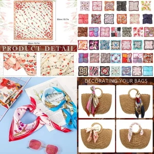 Handepo 40 Pieces Women Head Scarf Satin Square Silk Feeling Mixed Color Hair Neck Head Scarf Set, 19.69 Inch - AliExpress New Headwear