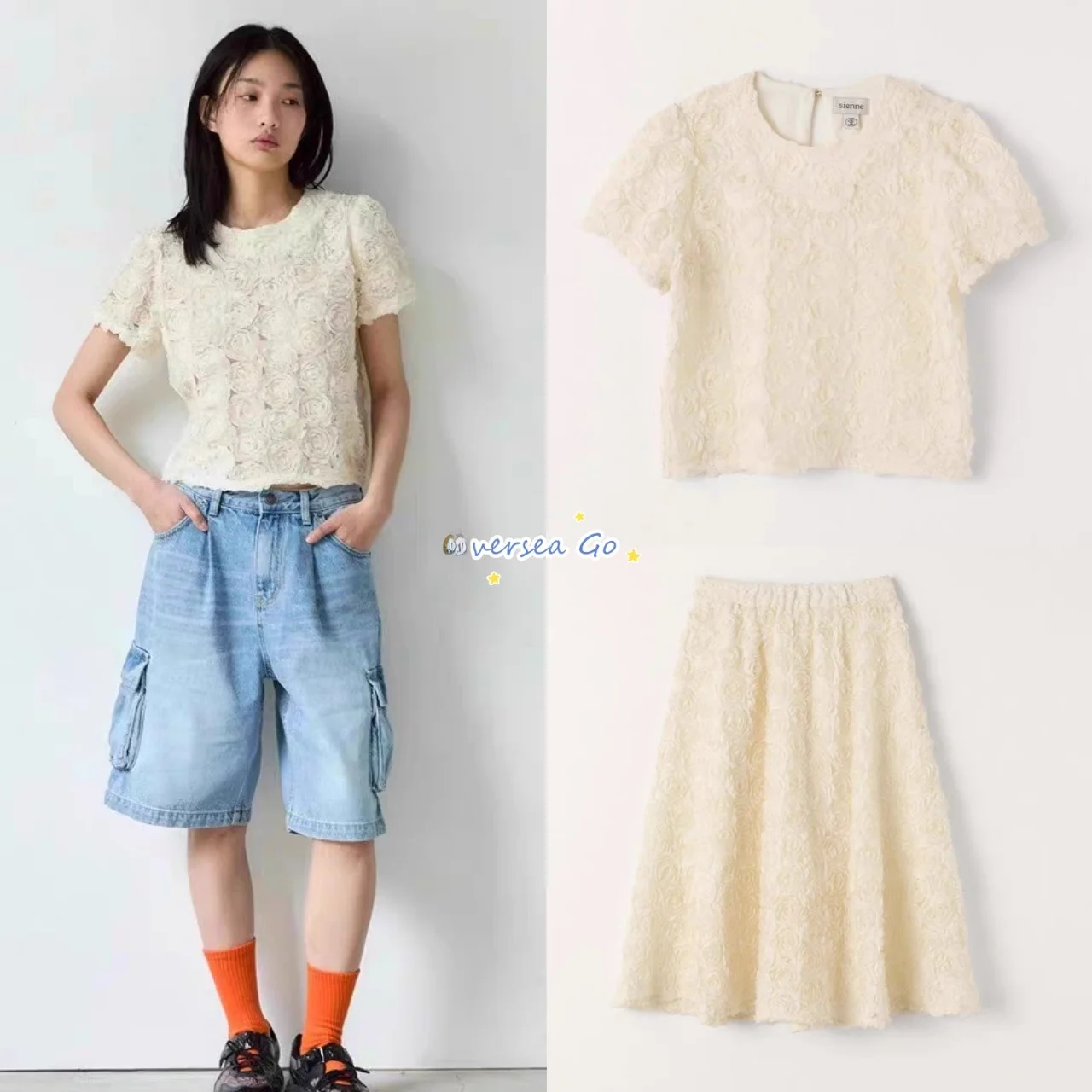 Sienne 2025 New Retro round Neck Short Sleeve Top Half Skirt Handbag Set Women's Fashion French Style Slim Fit Pure Color - AliExpress Shirts & Blouses