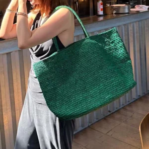 Large Handwoven 100% Rattan Tote Bag for Women Natural Straw Beach Bag Purse Luxury Shoulder Bags Handbag Summer - AliExpress Women's Handbags