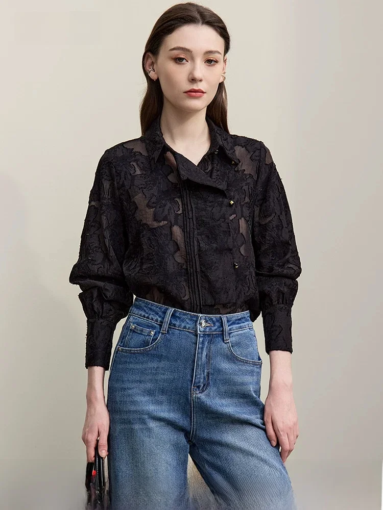 New Chinese Style Long Sleeve Floral Embroidery Shirt Women's Loose Fit Commute Fashion Autumn Top Brand Nylon Fabric - AliExpress Shirts & Blouses