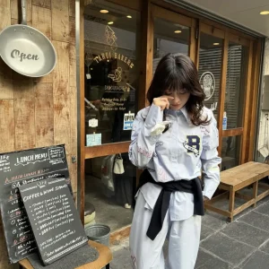 Japanese Women Shirt New Loose Elegant Women's Blouse Cute Graffiti Exquisite Embroidery Sweet Girl Long Sleeved Top - AliExpress Shirts & Blouses