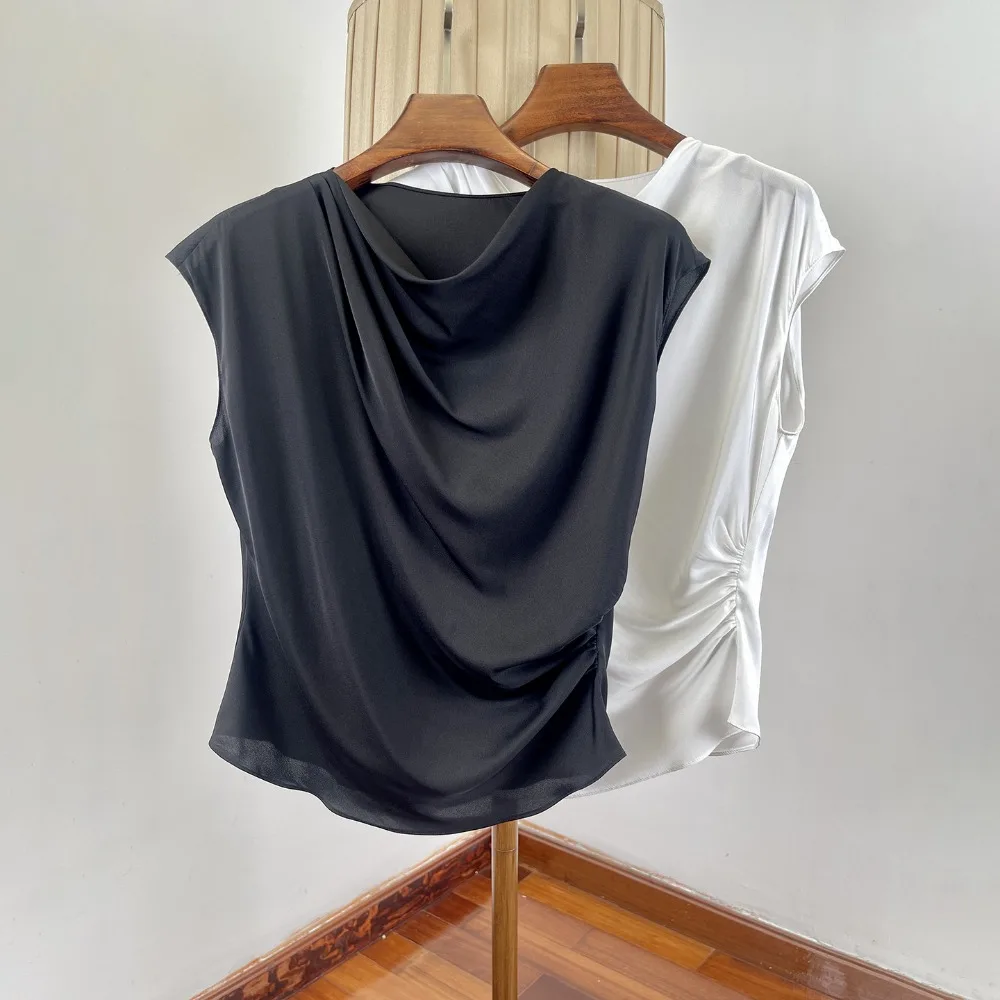Summer Silk Ruffled Collar Shirt Top Slimming Office Lady Commuter Silk T-shirt for Women - AliExpress Shirts & Blouses