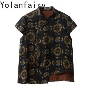 YOLANFAIRY New 100% Mulberry Silk Shirts Woman Elegant Blouse Xiangyunsha Jacquard Womens Tops Irregular Hem Short Sleeve Shirt - AliExpress Shirts & Blouses