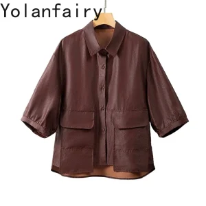 YOLANFAIRY High-end 100% Real Mulberry Silk Shirt Woman Clothing 2026 Summer Loose Womens Tops Gauze Silk Shirts and Blouses - AliExpress Shirts & Blouses