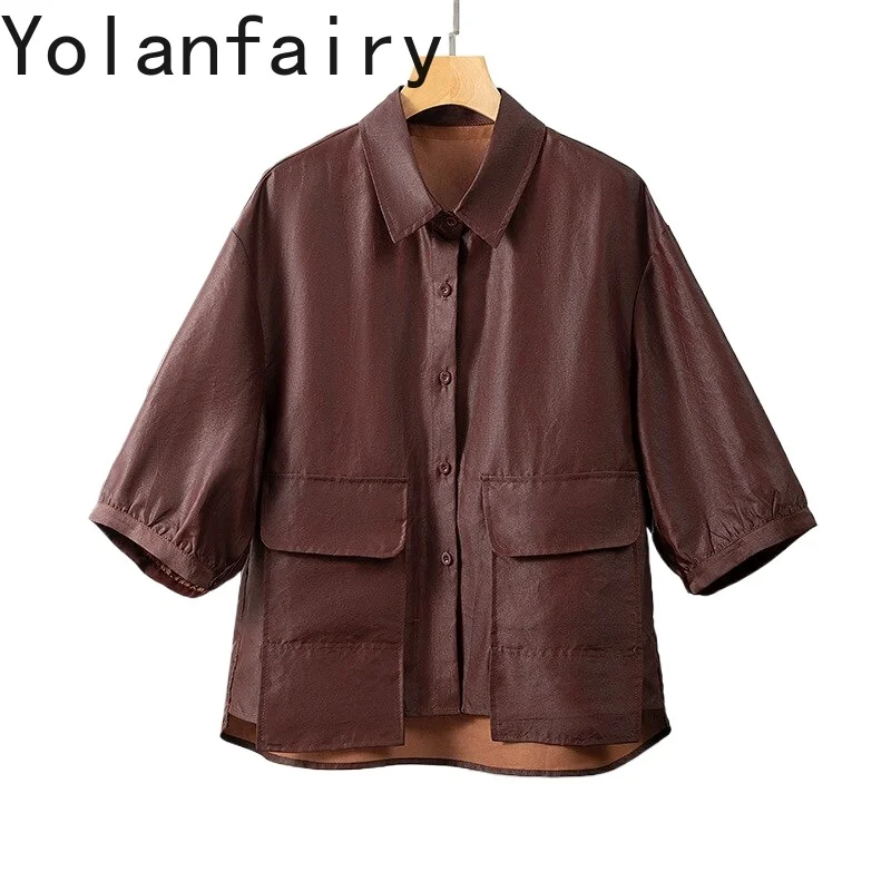 YOLANFAIRY High-end 100% Real Mulberry Silk Shirt Woman Clothing 2026 Summer Loose Womens Tops Gauze Silk Shirts and Blouses - AliExpress Shirts & Blouses
