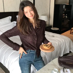 Elegant Romantic Lace Shirt Loose Long Sleeve Women's Top Dragon Xier Z854 Fashionable Breathable Comfortable Nylon Cotton Blend - AliExpress Shirts & Blouses