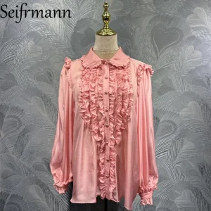 Seifrmann 2026 Summer Women's clothing New Fashionable lapel Long Sleeve Silk  lace Solid Color Shirt - AliExpress Shirts & Blouses
