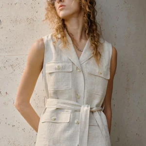 Linen V-Neck Sleeveless White Shirt Women's Breathable High-End Business Top Summer Commute Loose Fit Open Cardigan - AliExpress Shirts & Blouses