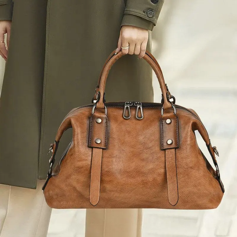 Handmade Vintage Leather oulder Bag Women's Faionable Crossbody Bag Casual Simple Sle Soft Dumpling ape Wallet - AliExpress Women's Handbags