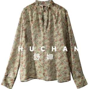 Flowering in spring, high-quality lyocell retro-printed stand-up collar shirt in early spring, women's 17K1 special - AliExpress Shirts & Blouses