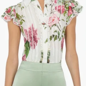 Women Floral Printed Blouse Top 100% Silk Turn-down Collar Single Breasted Short Sleeve Casual Female Shirt - AliExpress Shirts & Blouses