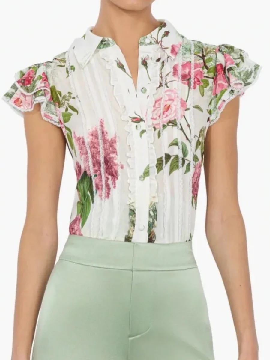 Women Floral Printed Blouse Top 100% Silk Turn-down Collar Single Breasted Short Sleeve Casual Female Shirt - AliExpress Shirts & Blouses