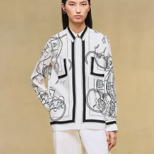 Elegant Silk Long Sleeve Shirt Color Block Print Turn-down Collar Original Quality Straight Cut Spring 2026 Women's Fashion - AliExpress Shirts & Blouses