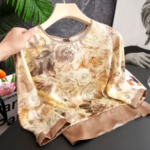 Elegant New Chinese Style Loose Fit Silk Shirt Women's Fashionable Slimming Silk Top round Neck Button Placket - AliExpress Shirts & Blouses