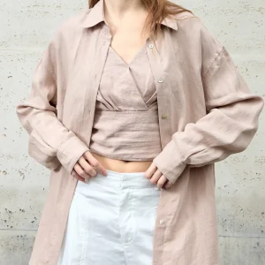 Pure Hanflax Women's Shirt Loose Casual Gray Pink Spring Autumn High End Hanflax Shirt Casual Style Long Sleeve Button up - AliExpress Shirts & Blouses