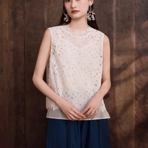 Handcrafted Floral Water Soluble Lace Sleeveless Top Women's Summer New Style Two-piece Set round Neck Loose Fit Breathable S... - AliExpress Shirts & Blouses