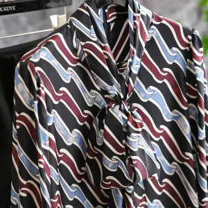 Silk Twill  Knot Sash Printed Shirt State-Owned Enterprise OOTD Intelligent Quality  Silk Women's Top - AliExpress Shirts & Blouses