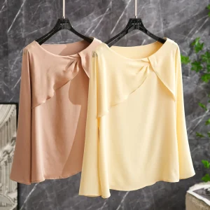 Elegant Silk Long Sleeve Shirt Women's Fashion Original Design Smooth Breathable Pure Color round Neck Chinese Production - AliExpress Shirts & Blouses