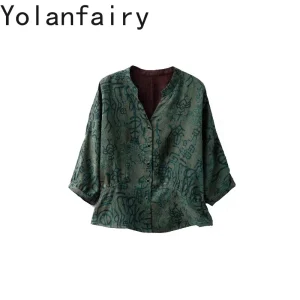 YOLANFAIRY 100% Natural Mulberry Silk Shirt Blouse Women Elegant V Neck Cardigan Coat Xiangyunsha Shirts Summer Top Outerwear - AliExpress Shirts & Blouses