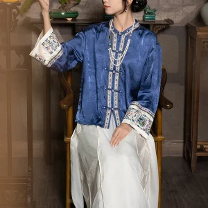 New Chinese Style Silk Shirt Gold Embroidery National Style Women's Spring Autumn Tea Clothing Button up Long Sleeve Loose Fit - AliExpress Shirts & Blouses