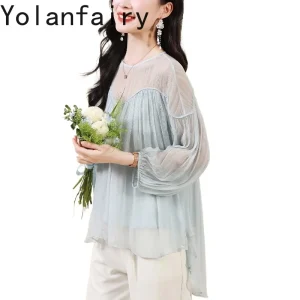 YOLANFAIRY 100% Real Mulberry Silk Shirts Woman High Quality Summer Women's Loose Elegant Shirt Fashion Laides Tops and Blouses - AliExpress Shirts & Blouses