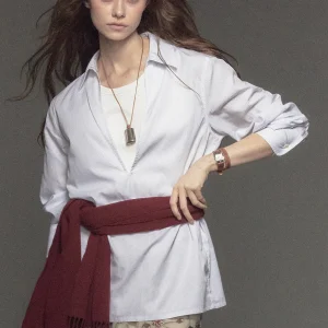Classic Collar Long Sleeve Women's Shirt Deep V-neck Striped Underwear Cotton Commute Style Loose Fit Autumn Season - AliExpress Shirts & Blouses