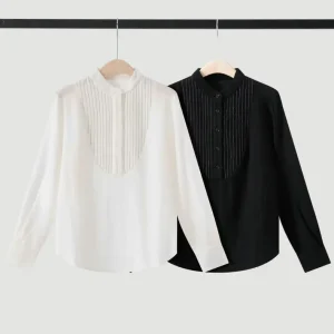 Women's Long-Sleeve Stand-Collar Shirt with Beaded Chain Detail Autumn/Winter - AliExpress Shirts & Blouses