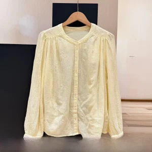 Bas Baan 2026 Spring New Breathable Pure Cotton Loose Shirt Embroidered Single-color Quality Women's Business Casual Top - AliExpress Shirts & Blouses