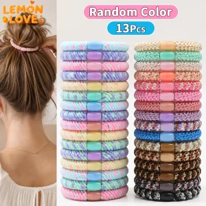 Set of 13 Women's Multicolor Simple High-Stretch Hair Ties—Colorful High Ponytail Hair Ties—Perfect for Women's Daily Use - AliExpress New Headwear