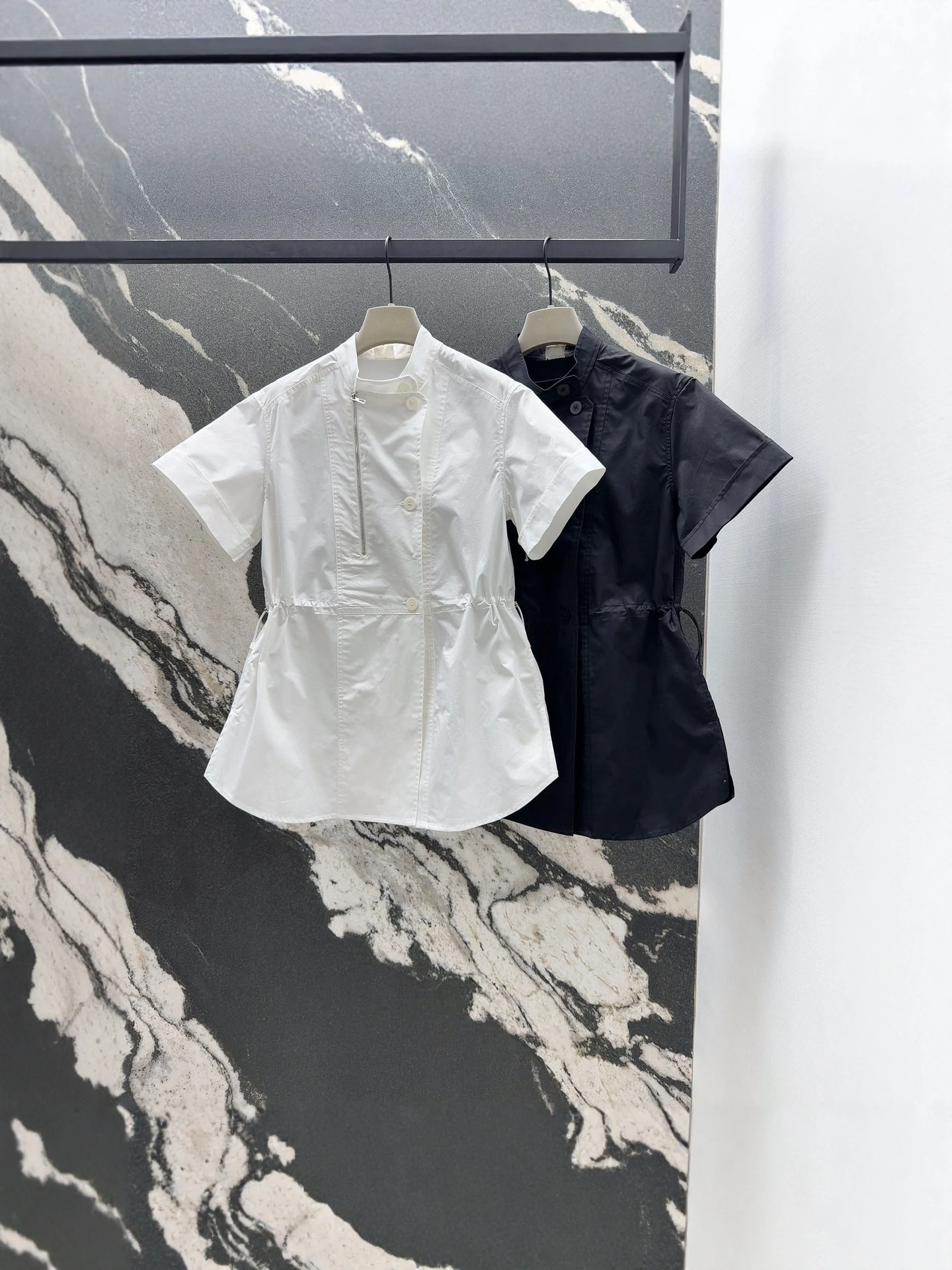 Spring 2026 Women's Cotton Embroidered Shirt Dress Short Sleeve Stand Collar Button Detail Casual Loose Fit Breathable Skin-F... - AliExpress Shirts & Blouses