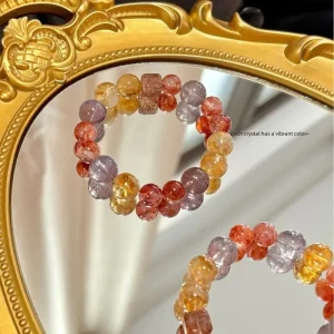 [Rich daughter] Original natural yellow tower crystal red glue flower retro bracelet fashion temperament versatile women's - AliExpress New Headwear