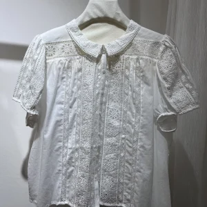 Women White Embroidery Hollow Out Shirt Turn-down Collar Single Breasted Short Sleeve Casual Female Blouse - AliExpress Shirts & Blouses