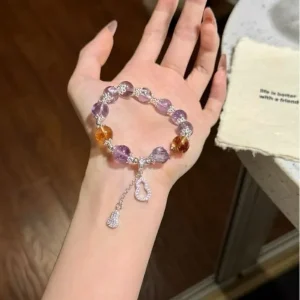 Natural amethyst yellow tower crystal bracelet original stable mood bracelet popular jewelry bracelet women's jewelry - AliExpress New Headwear