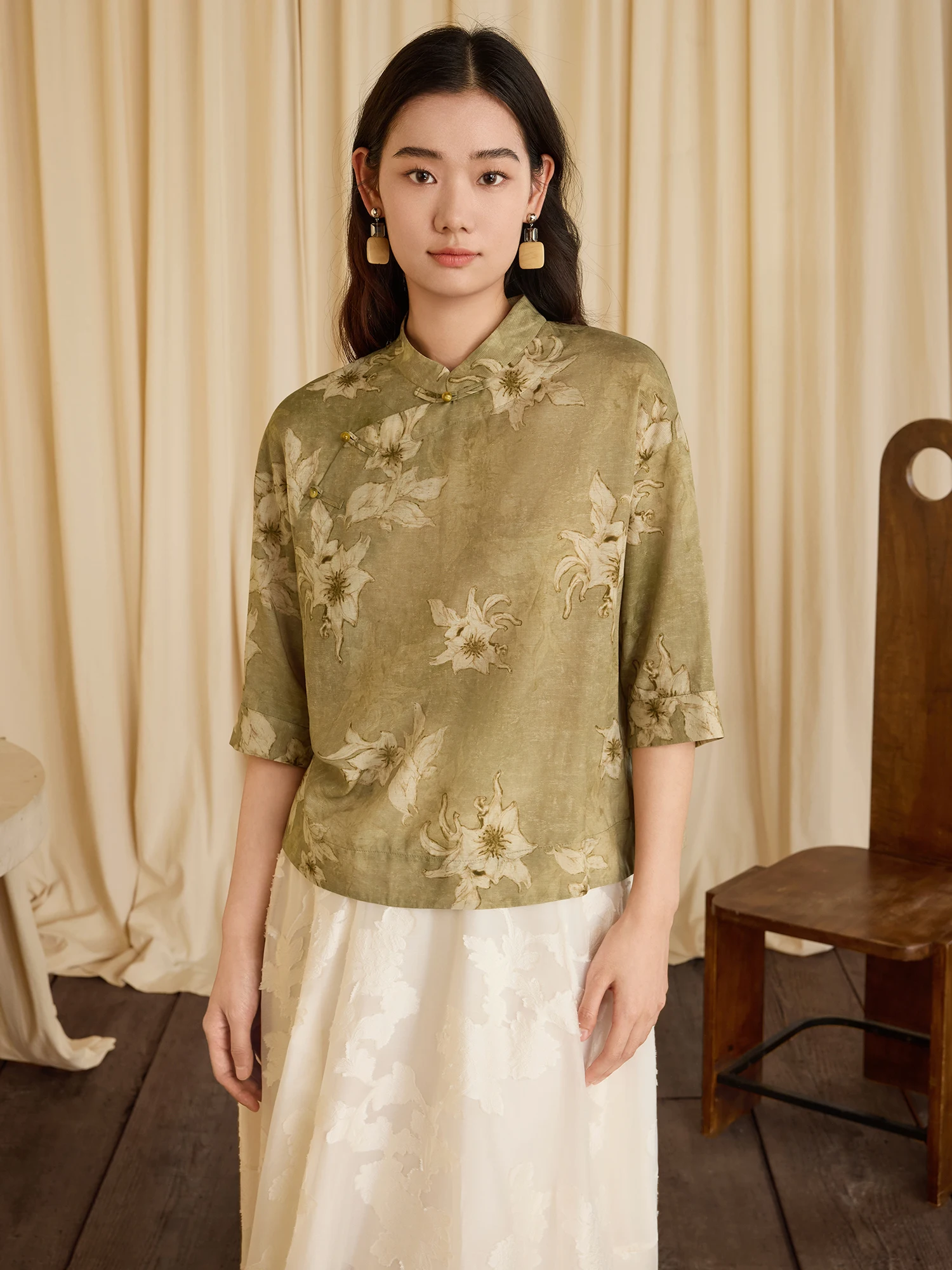 New Summer Chinese Style Women's Shirt Small Stand Collar Slanted Seam Jade Button Loose Fit Antibacterial Breathable Sun Pro... - AliExpress Shirts & Blouses