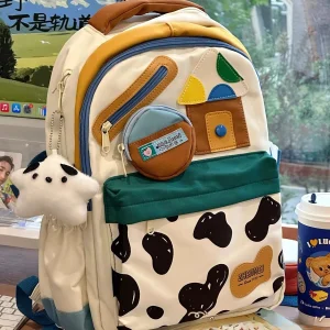 Original Fashion New Cute Cartoon Splicing Color Collision Large Capacity Fashion College Style Student Backpack For Women Trend - AliExpress Women's Handbags