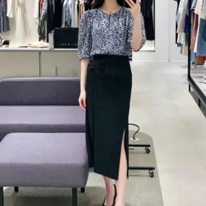 Elegant Short Sleeve Bubble Sleeve Leopard Print Shirt Women's Slimming Cotton Casual Shirt Summer New Style Song Hui - AliExpress Shirts & Blouses