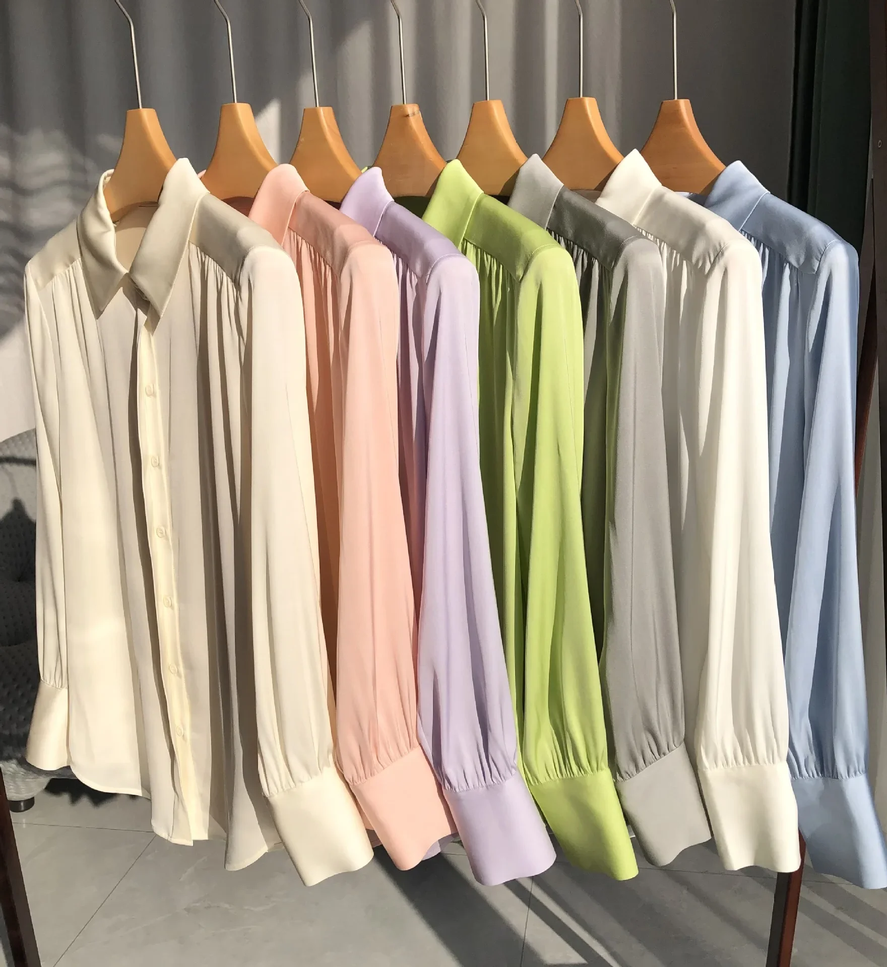 Minimalist Women's 100% Silk Shirt Elegant Smooth Long Sleeve Blouse Business Casual Shirts Comfy Everyday Blouse Essential Top - AliExpress Shirts & Blouses