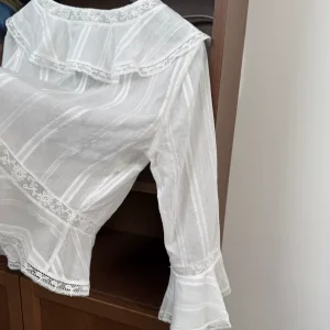Women Hollowed Out Lace Ruffle V-neck Flared Sleeve 100% Cotton Fashion Shirt Top - AliExpress Shirts & Blouses