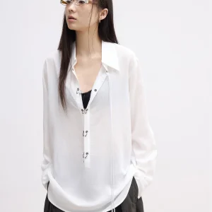 VERMO Summer Lightweight Airy Linen Shirt Breathable Loose Fit Long Sleeve Casual Style Women's Shirt with Button Hole - AliExpress Shirts & Blouses