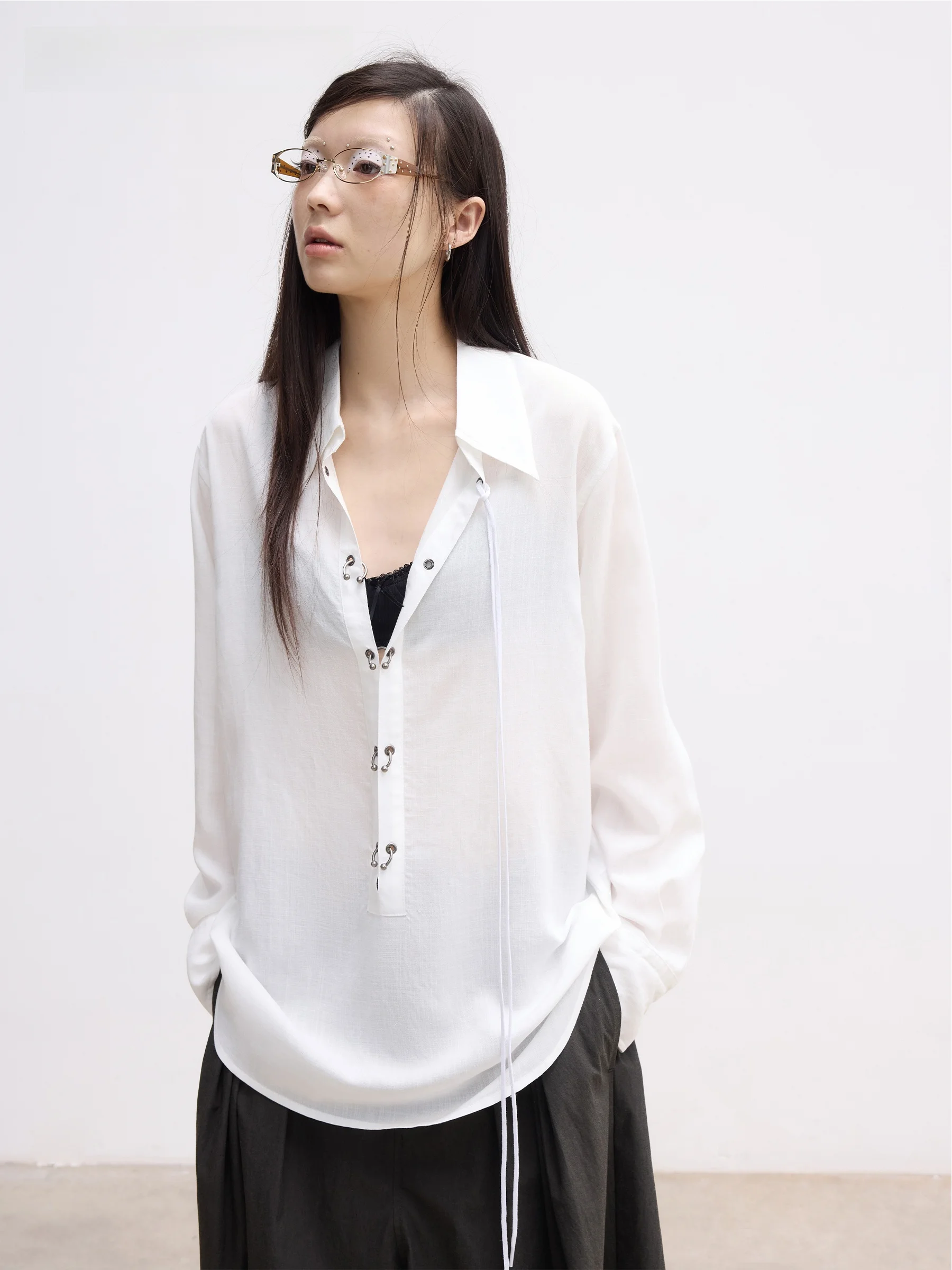 VERMO Summer Lightweight Airy Linen Shirt Breathable Loose Fit Long Sleeve Casual Style Women's Shirt with Button Hole - AliExpress Shirts & Blouses